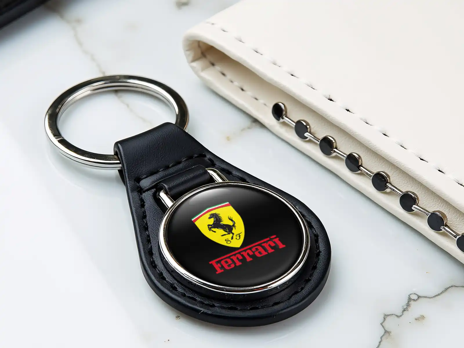 Ferrari Schlüssel Halter Robust Leder Limitierte Haptik
